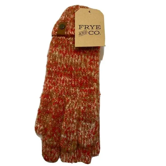 Frye & Co NWT Scarlet Space Dye Beanie & Matching Gloves w/Cuff Coral Tan Cream - Picture 5 of 12
